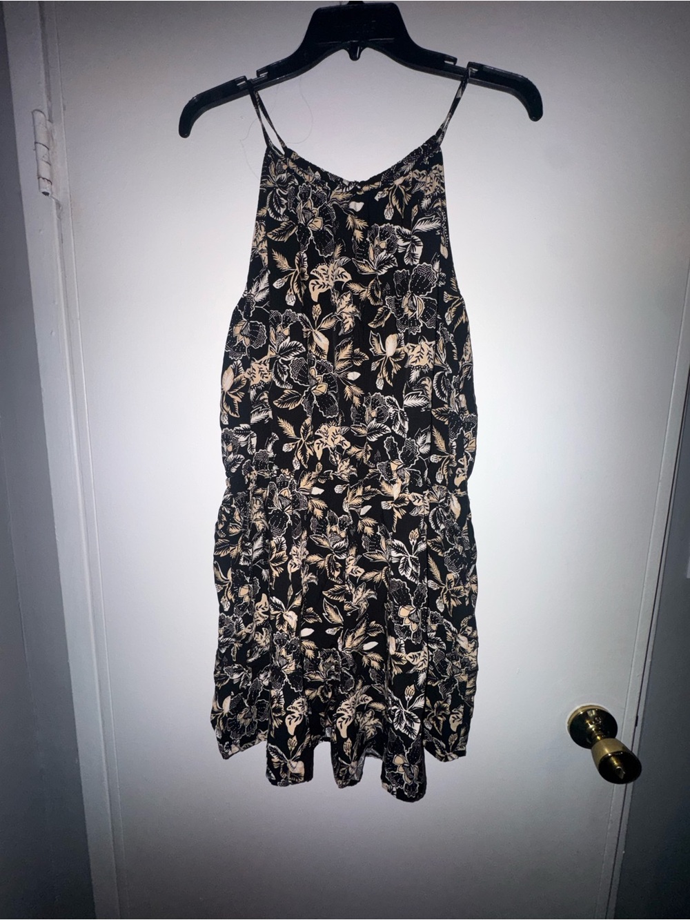 Old Navy Black Romper with BeigeFloral Print